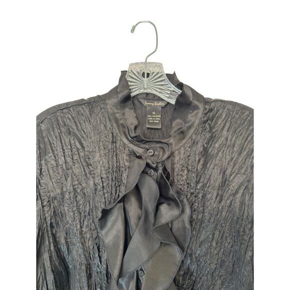 Sunny Taylor Blouse Black Vamp Goth Ruffle Collar Whimsigoth Long Sleeve Size XL - Picture 4 of 12